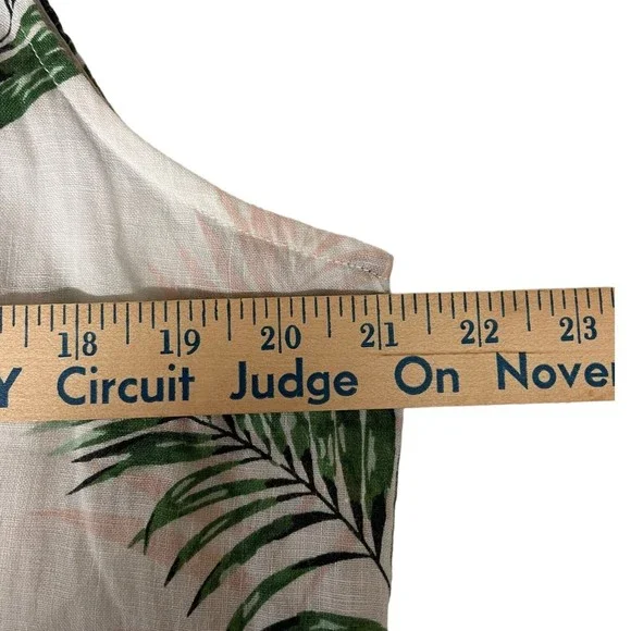 C&C California Sleeveless Linen Top Size Medium Hawaiian Print White/green/pink - Picture 7 of 9